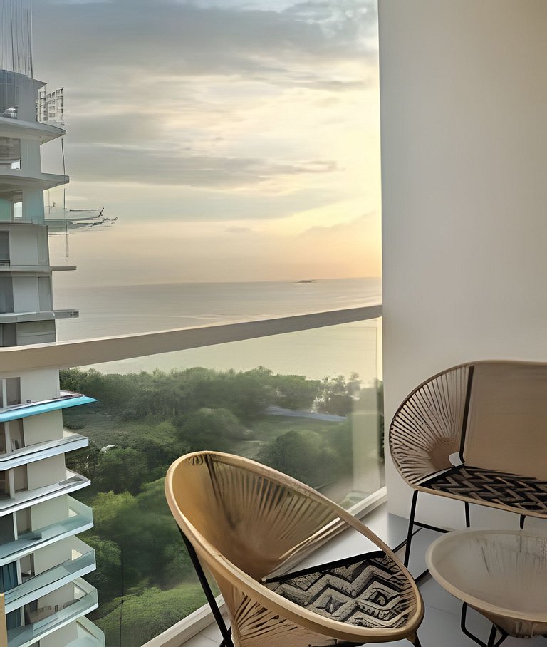 Bello y confortable Loft 150 Vista al Mar para 2